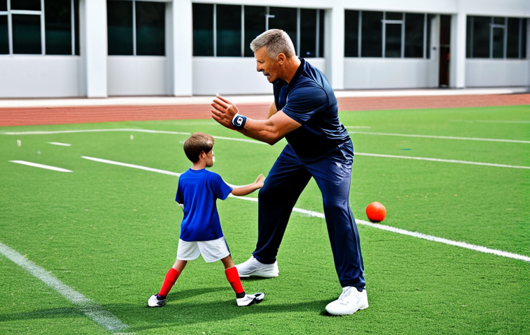 **

"A professional sports coach in appropriate athletic wear, instructing a young athlete, demonstrating proper form, training field environment, fully clothed, safe for work, perfect anatomy, natural proportions, family-friendly, professional sports photography, high quality."

**